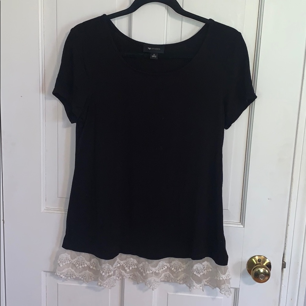 AB Studio lace-trim tee